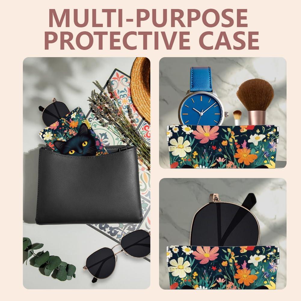 Estuche de Gafas GLOBLELAND Gato Negro 18cm PU Impermeable