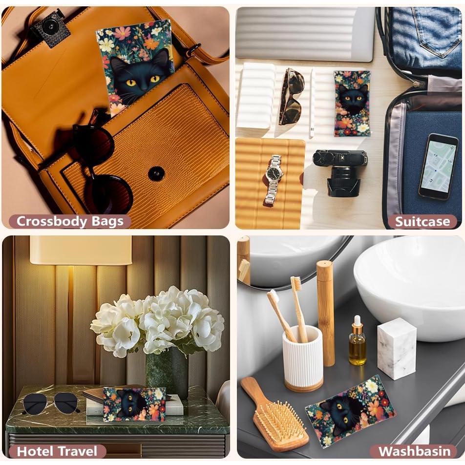 Estuche de Gafas GLOBLELAND Gato Negro 18cm PU Impermeable