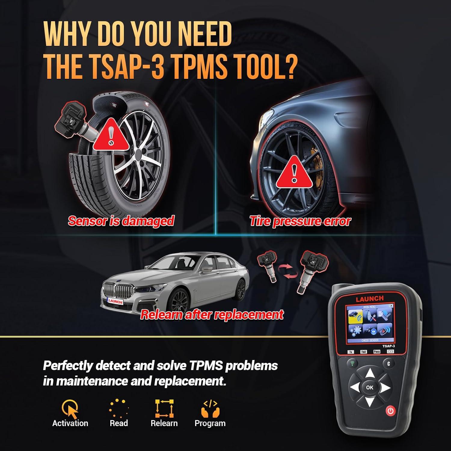 Herramienta TPMS LAUNCH TSAP-3 - Activar, Leer y Reprogramar Sensores