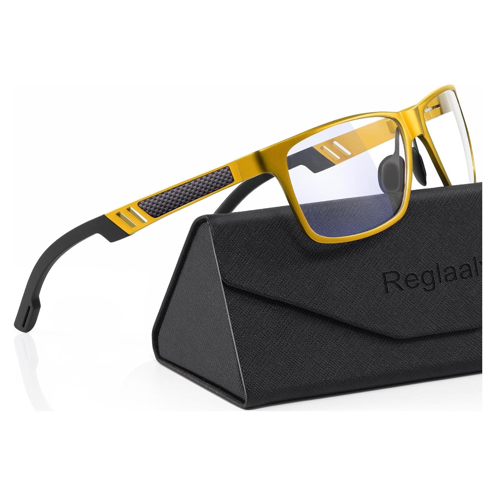 Gafas bloqueadoras luz azul Reglaaly A06 amarillas con lentes