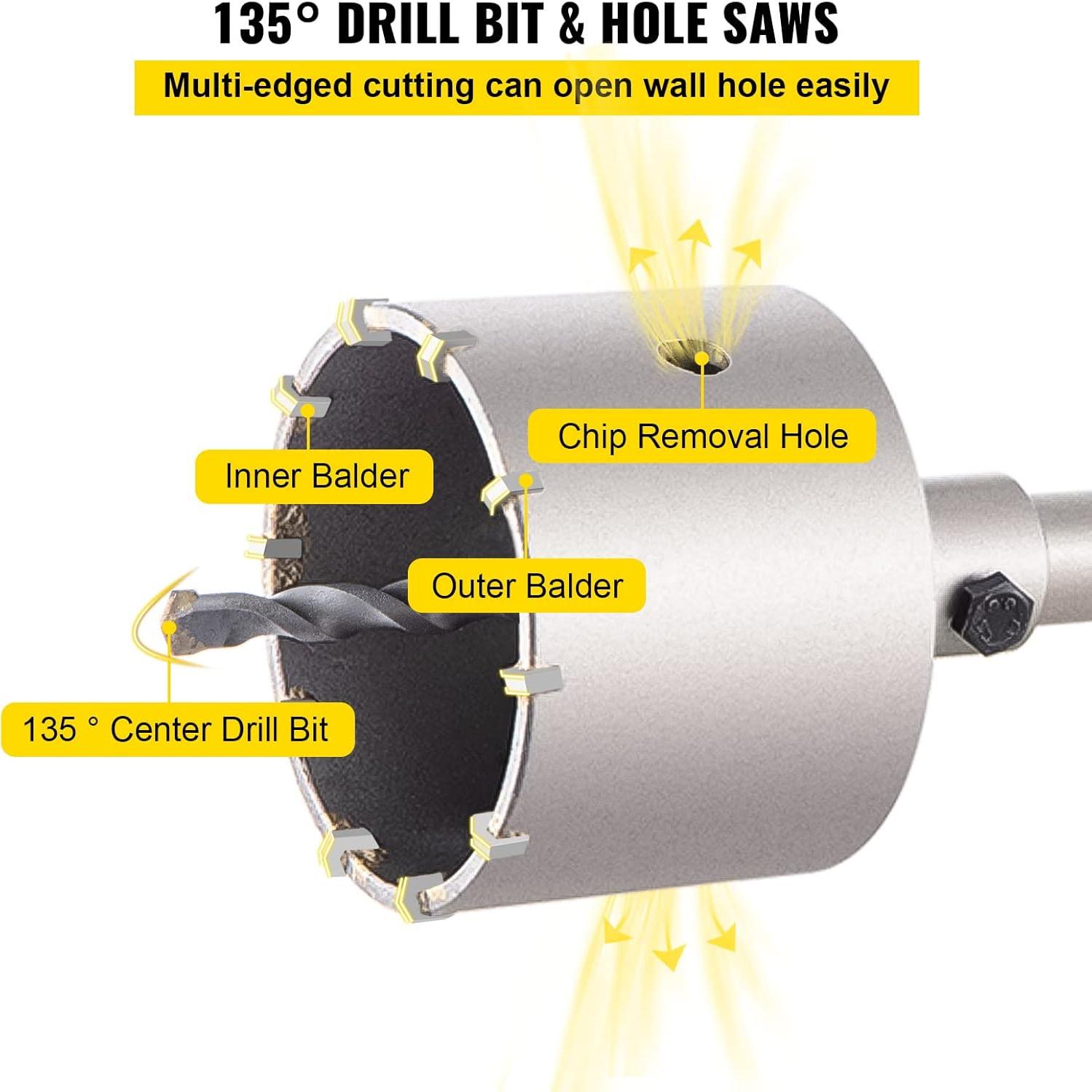 Kit de Sierras de Agujeros VEVOR 30-100 mm con Mango SDS