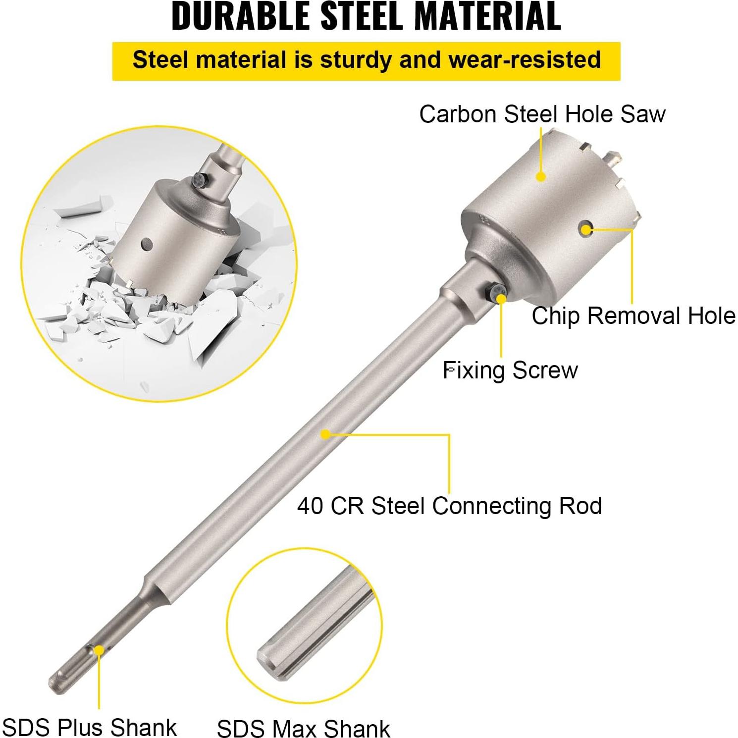 Kit de Sierras de Agujeros VEVOR 30-100 mm con Mango SDS