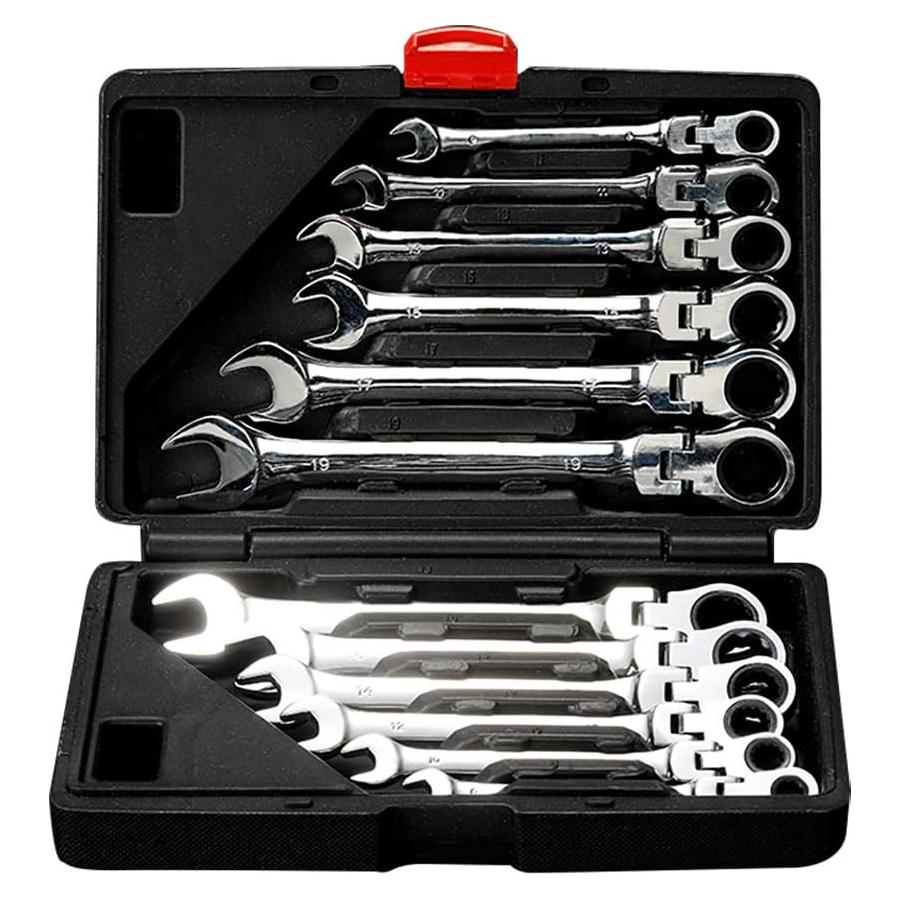 Juego de Llaves de Carraca Flexible 12 Piezas FLZOSPER 8-19mm