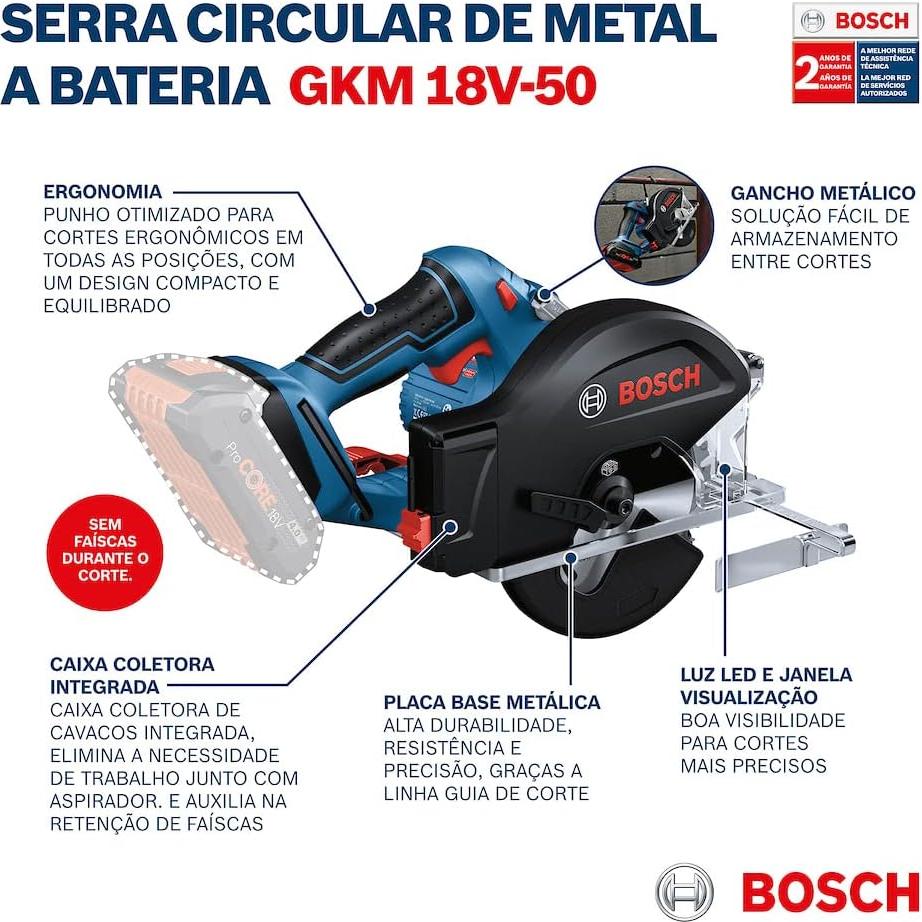 Sierra Circular Inalámbrica Bosch Profesional GKM 18V-50