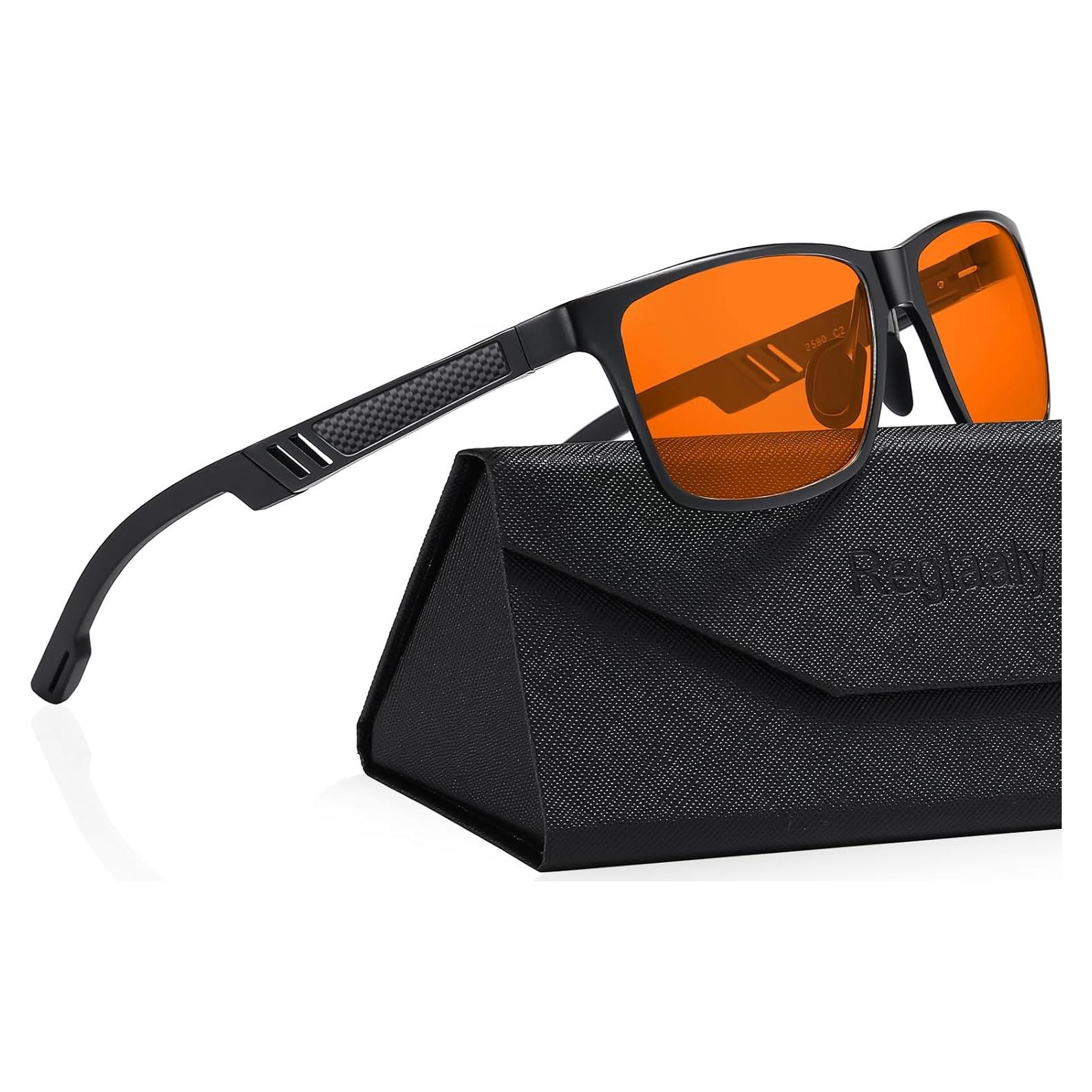 Gafas bloqueadoras de luz azul Reglaaly unisex, marco metal negro/yellow