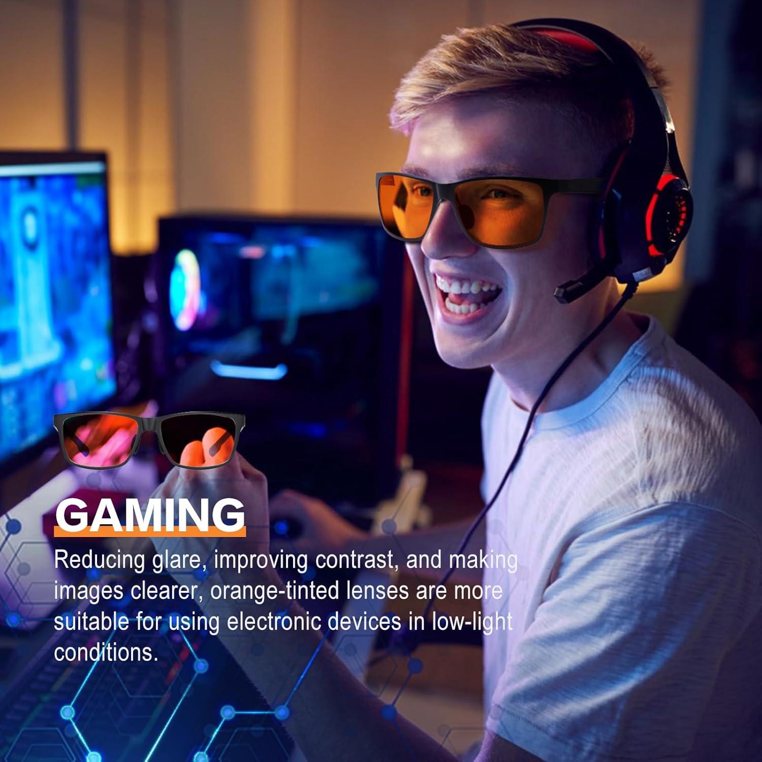 Gafas bloqueadoras de luz azul Reglaaly unisex, marco metal negro/yellow