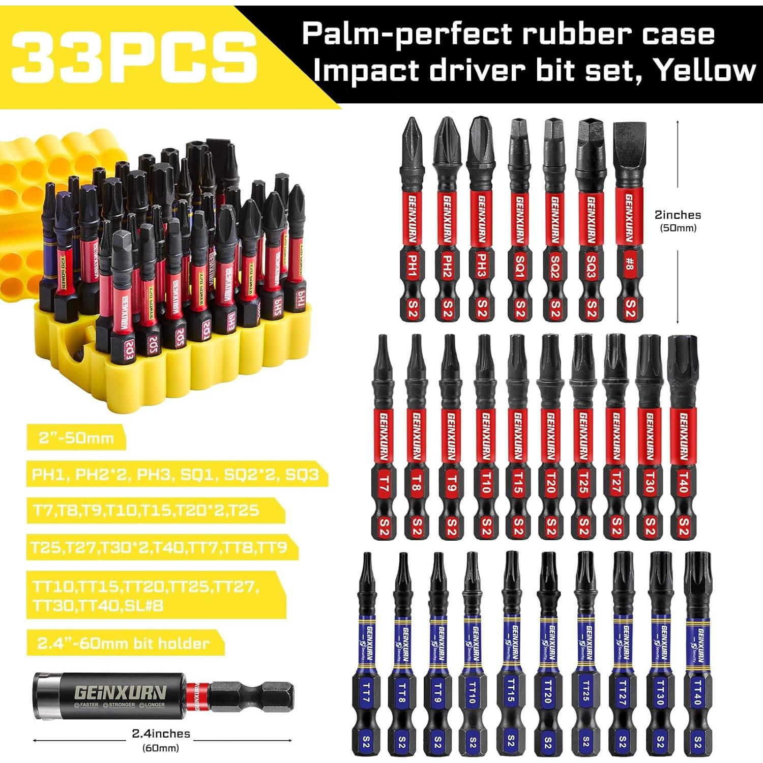 Juego de Puntas de Destornillador GEINXURN 33 Piezas 5cm