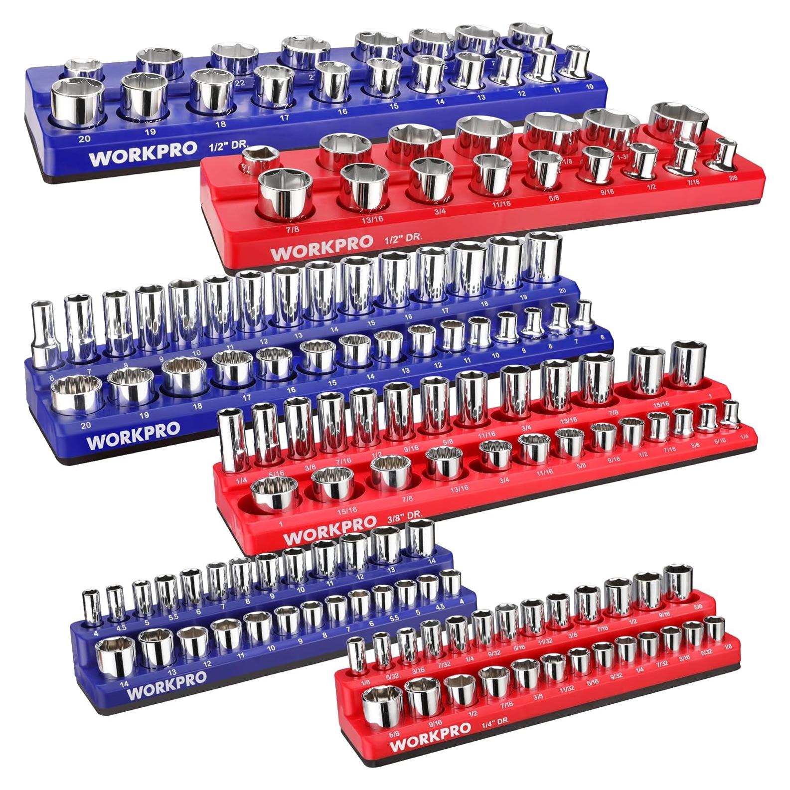 Organizador de Enchufes Magnético WORKPRO 6 Piezas Métricos y SAE