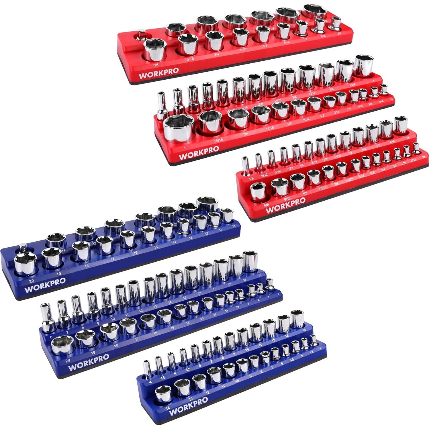 Organizador de Enchufes Magnético WORKPRO 6 Piezas Métricos y SAE