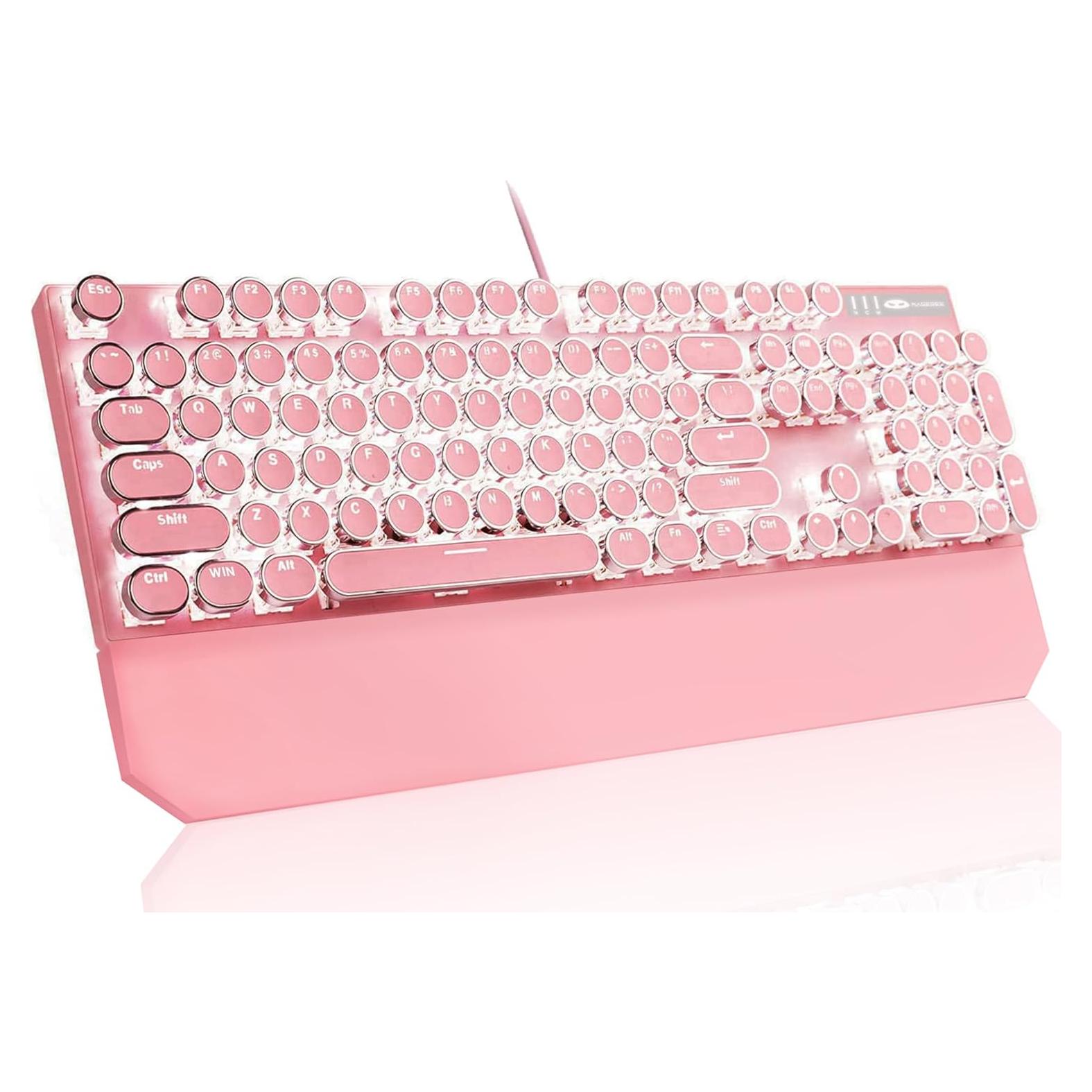 Teclado Mecánico MageGee Rosa Retroiluminado LED 104 Teclas