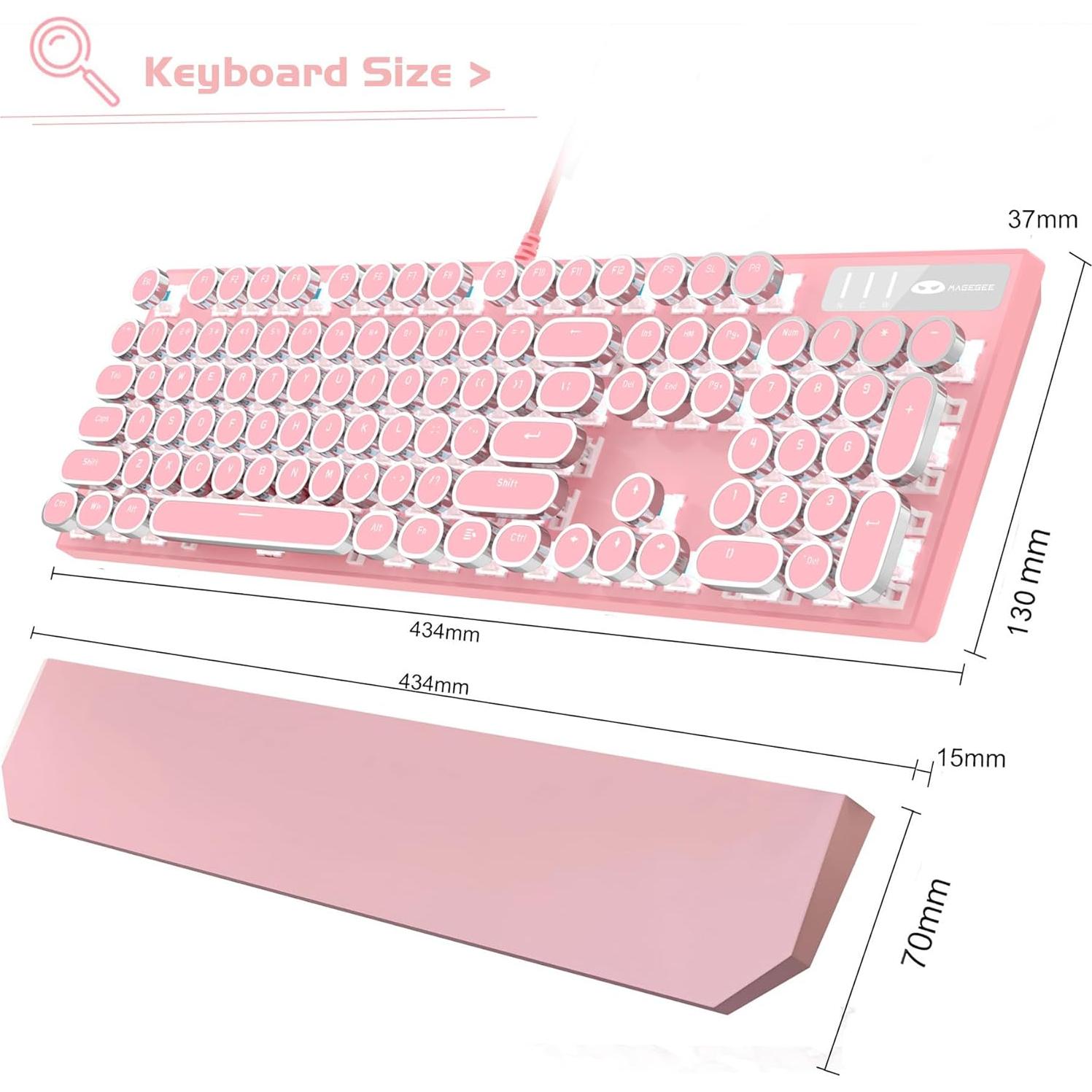 Teclado Mecánico MageGee Rosa Retroiluminado LED 104 Teclas