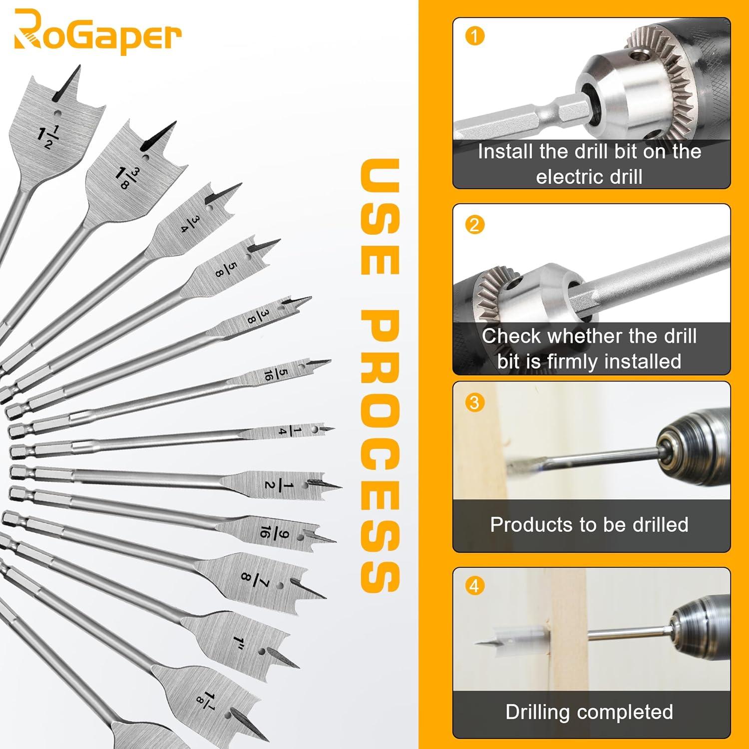 Juego de Brocas de Pala 13 Piezas ROGAPER Acero Aleado