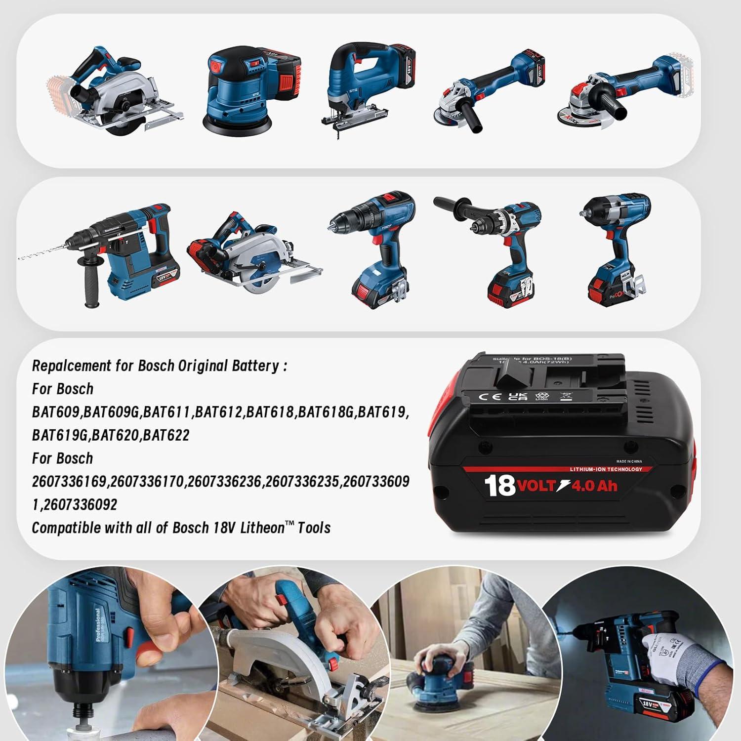 Batería Li-ion 18V 4.0Ah Bosch Reemplazo Herramientas Eléctricas