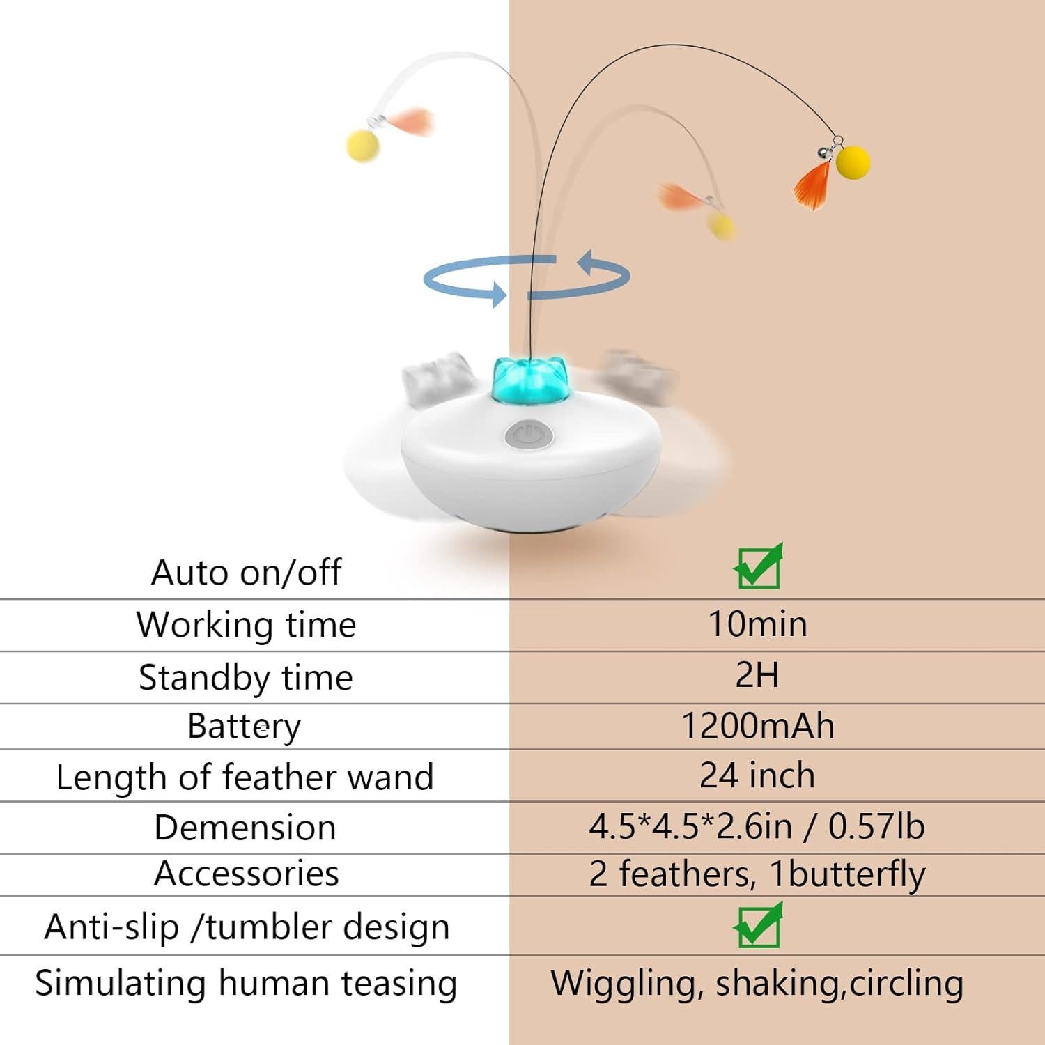 Juguete Interactivo para Gatos LEPLE P33 Tumbler Recargable