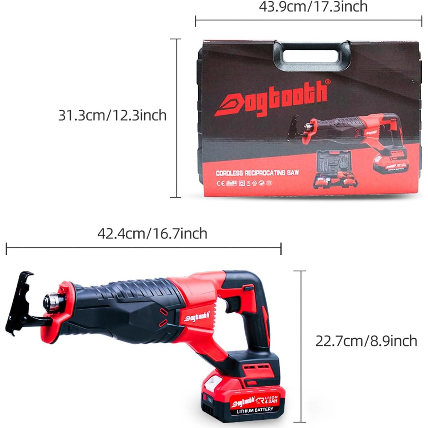 Sierra Recíproca Inalámbrica Dogtooth 21V con 2 Baterías 4.0Ah