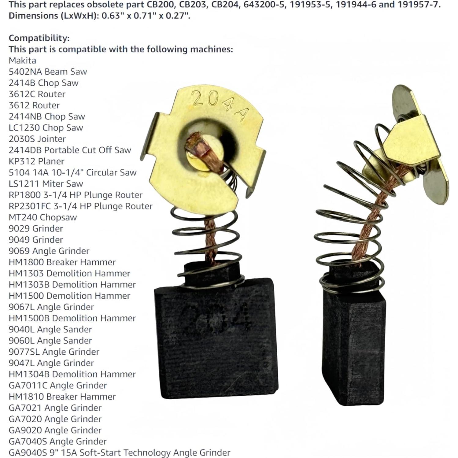 Cepillos de Carbono HHLZDHH CB204 para Makita - 8 Piezas