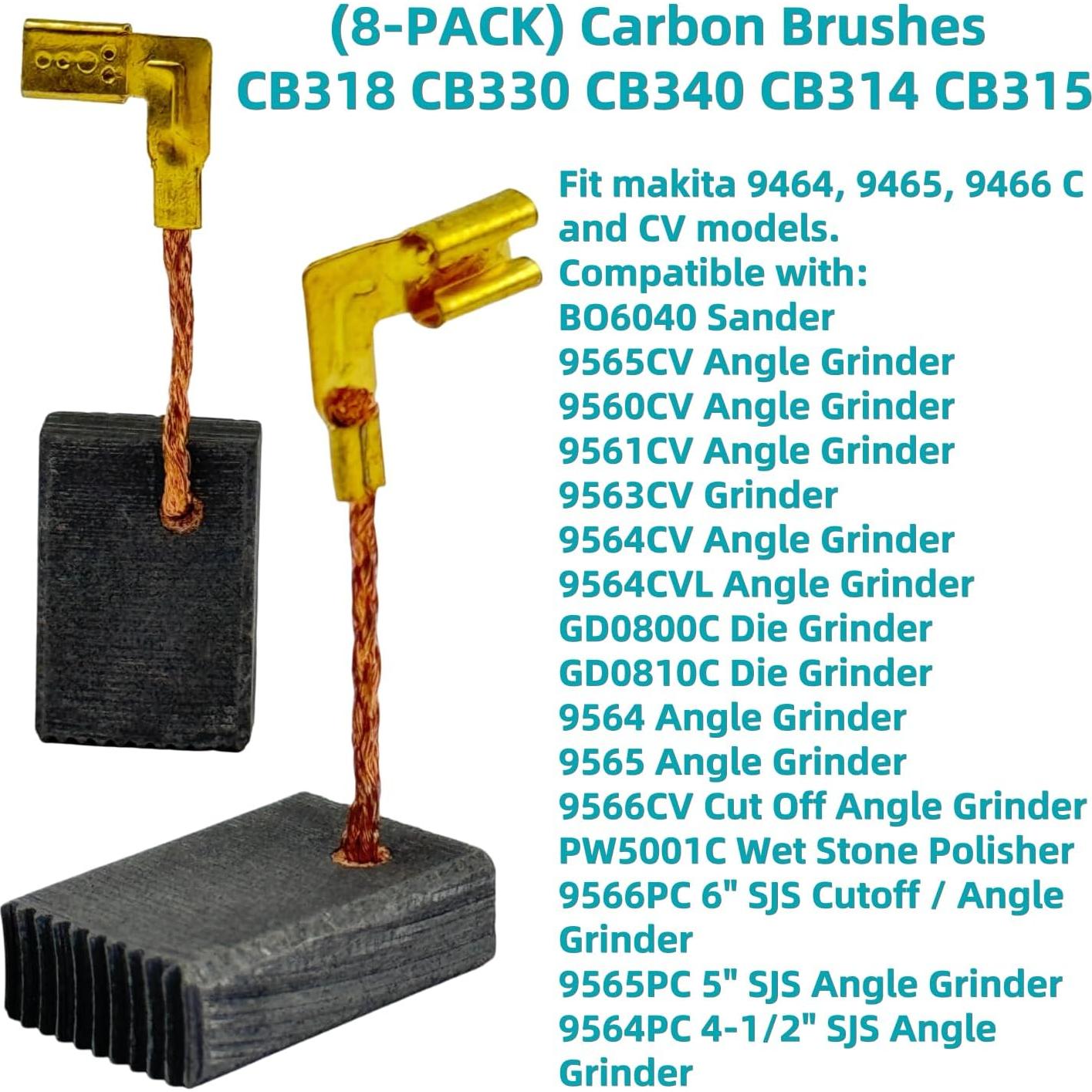 8 Cepillos de Carbón HHLZDHH CB318 para Amoladoras y Lijadoras