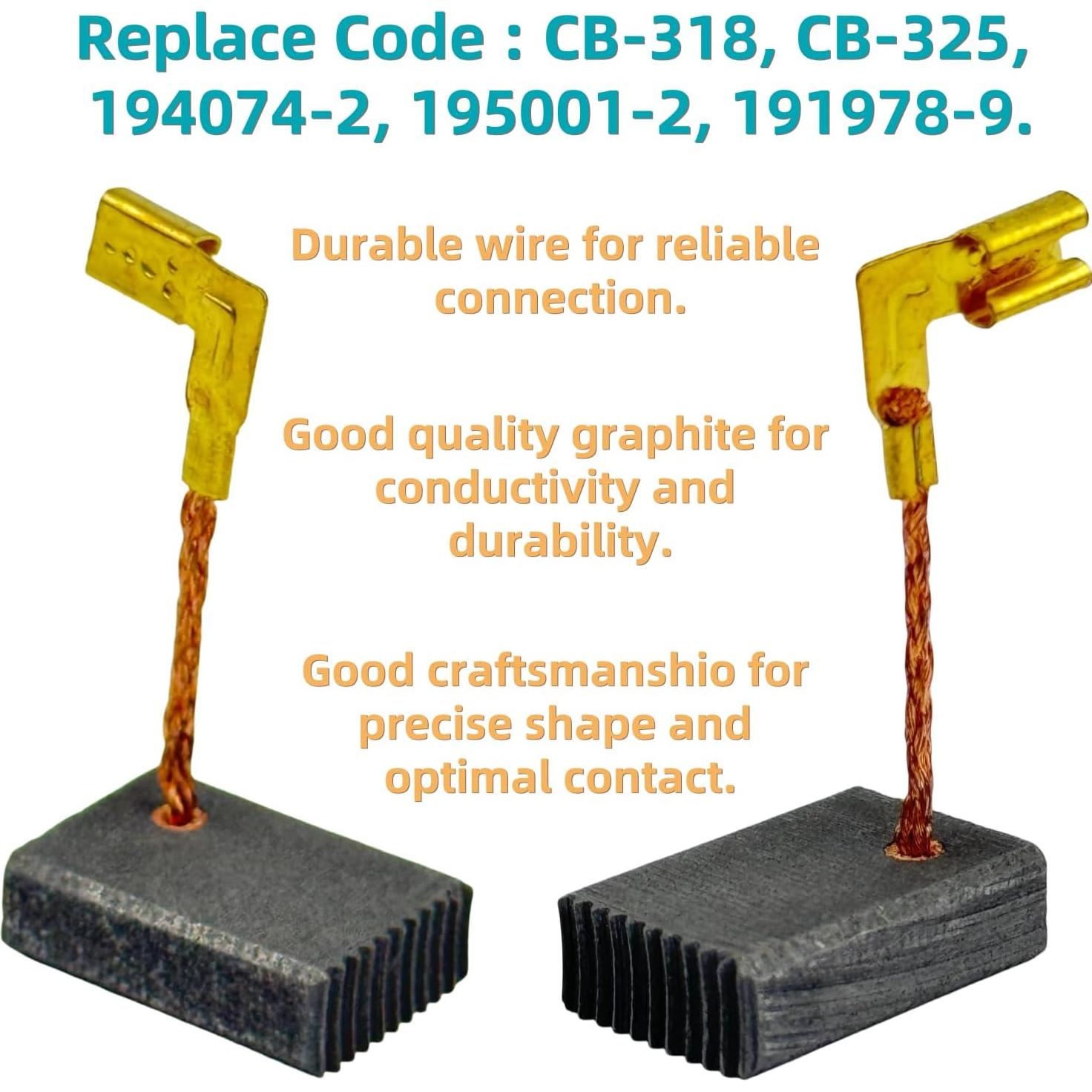 8 Cepillos de Carbón HHLZDHH CB318 para Amoladoras y Lijadoras