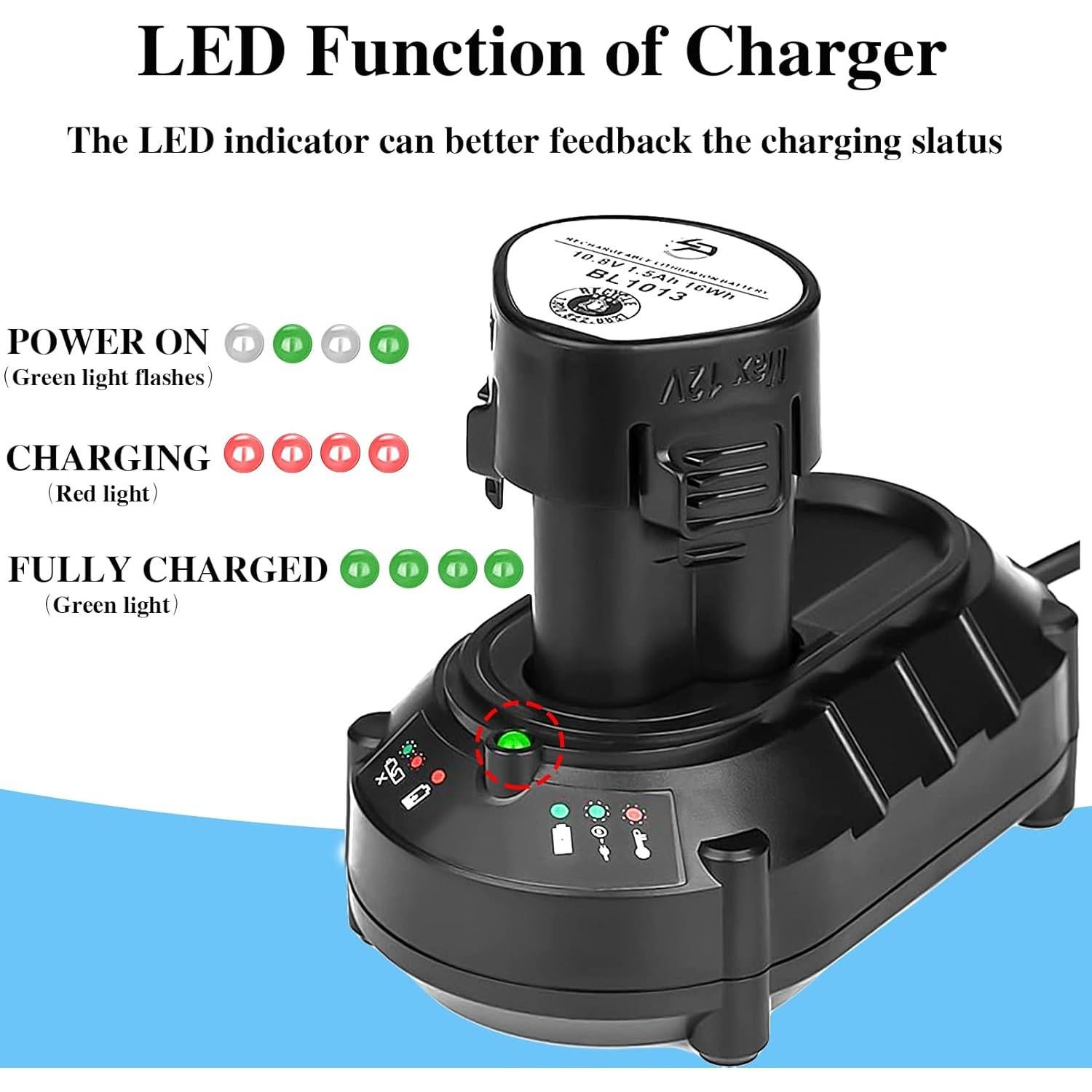 Cargador de Batería Li-ion Makita BL1013 BL1014 12V 1.5A