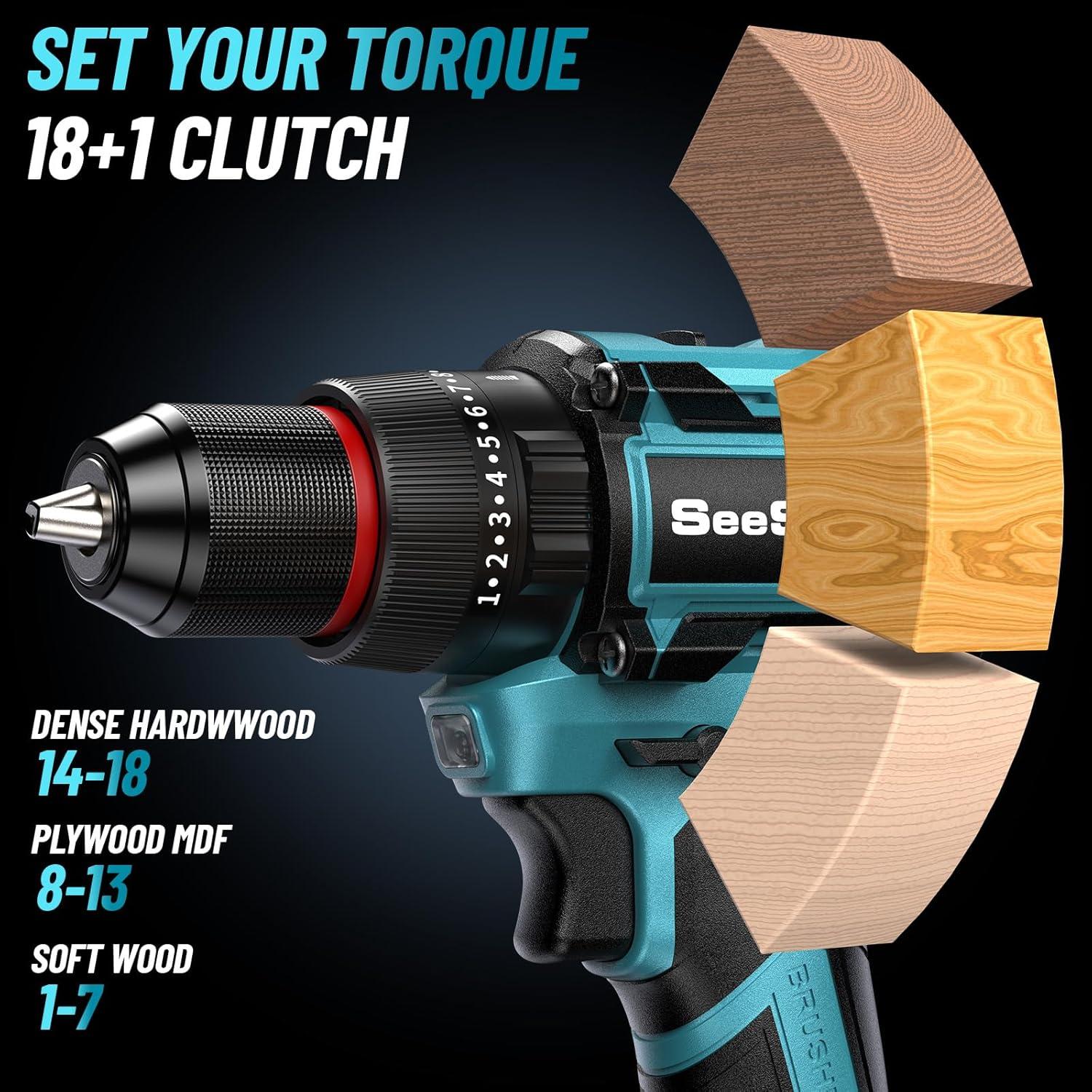 Kit Taladro Inalámbrico SEESII 21V Max con Destornillador