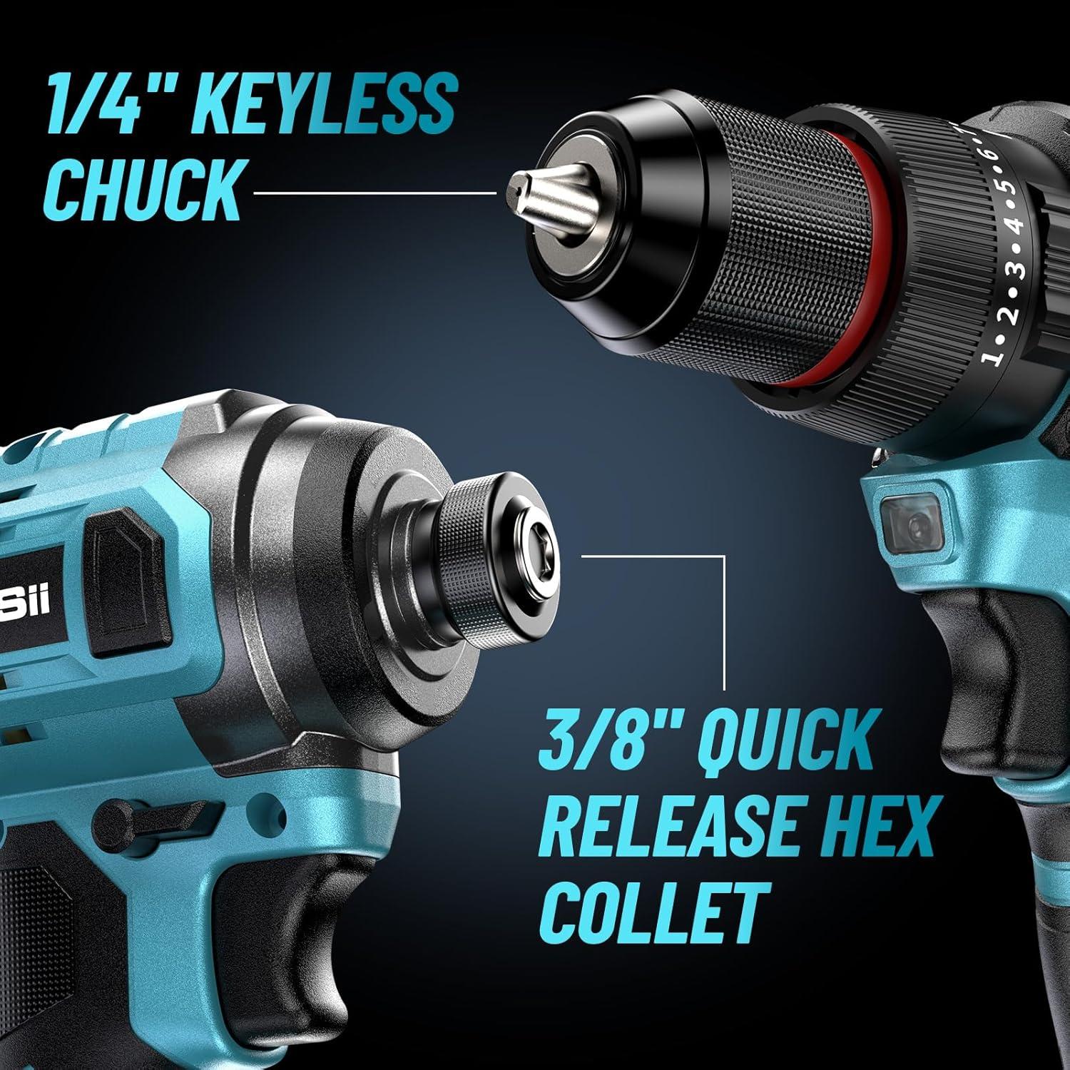 Kit Taladro Inalámbrico SEESII 21V Max con Destornillador