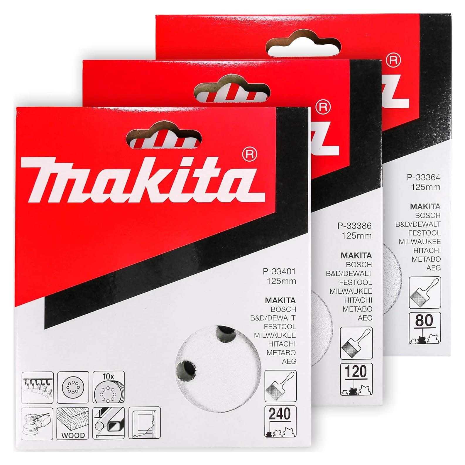 Juego de Discos de Lijado Makita 30 Piezas 5" Multi Grano