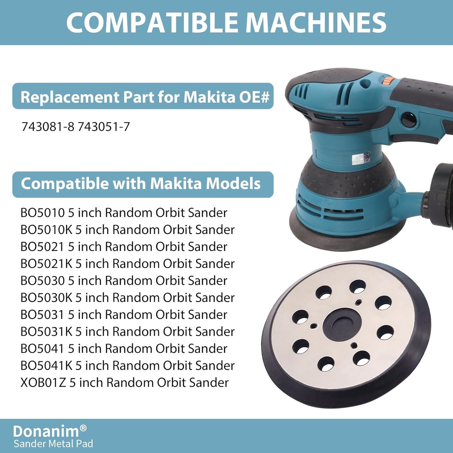 Almohadilla de Lijadora Orbital 5" Donanim Metal 8 Agujeros