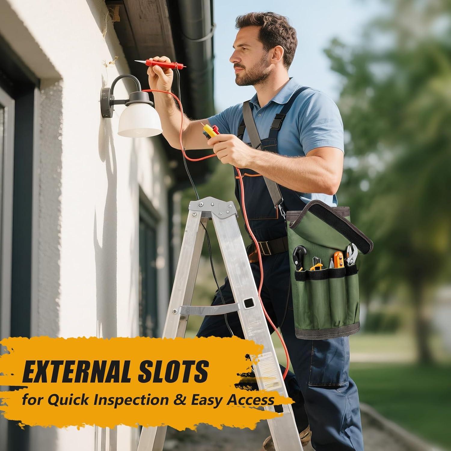 Bolsa de Herramientas Enrollada UUP Verde Resistente 11 Compartimentos