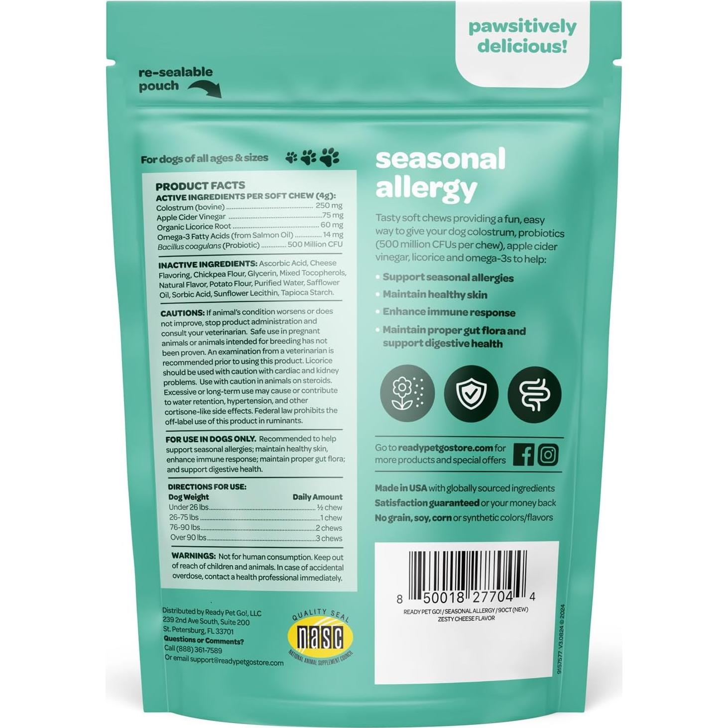 Masticables para Alergias en Perros Ready Pet Go 60 Unidades