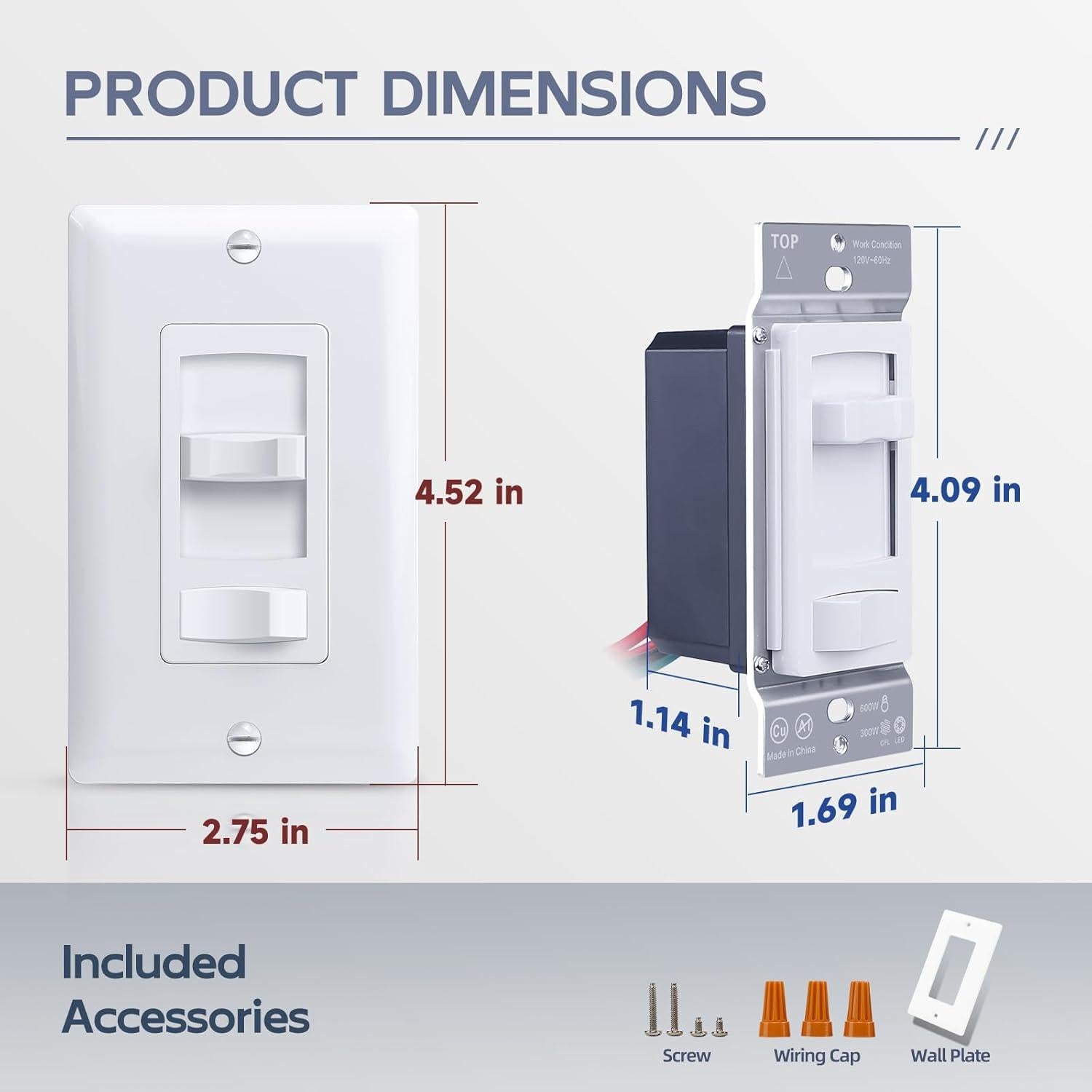 Interruptor Regulador LED ECOELER Blanco 150W/600W con Placa
