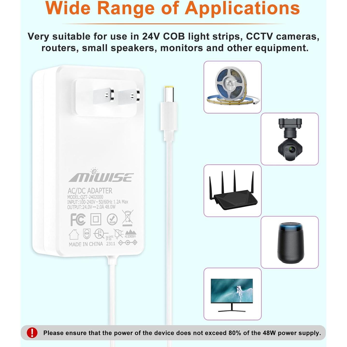 Adaptador de Alimentación MIWISE DC24V 2A 48W para Tiras LED