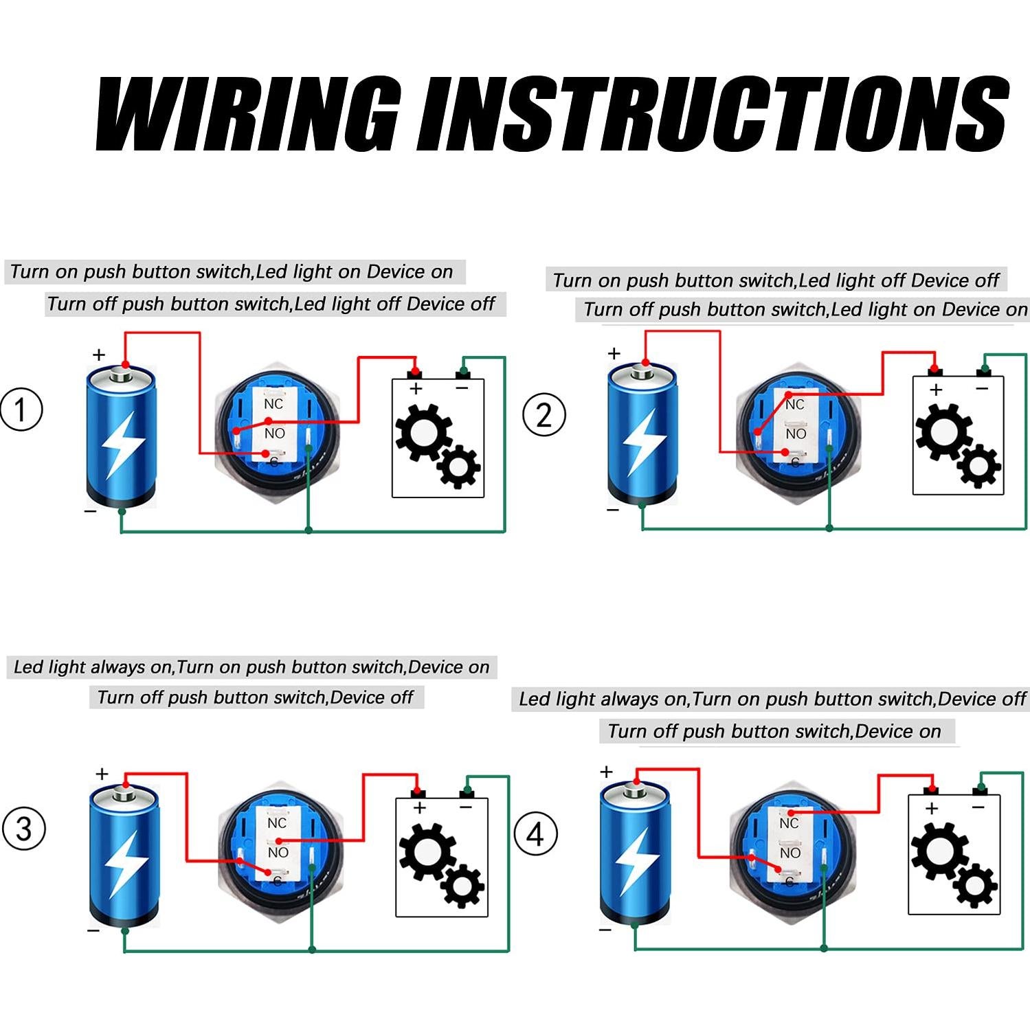 Interruptor a Prueba de Agua 12V mxuteuk 19mm ON/OFF Luz Azul