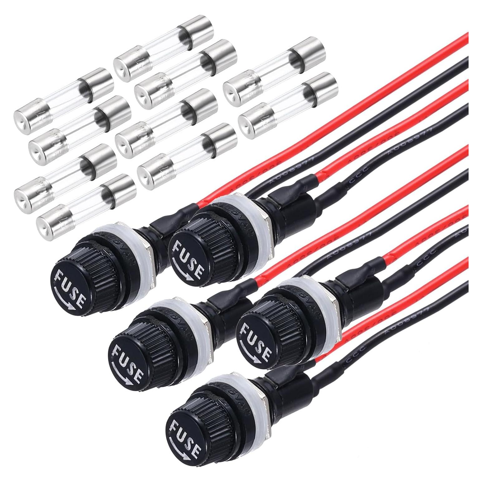 Soporte de Fusible Montaje en Panel MECCANIXITY 5 Pcs 10/15A