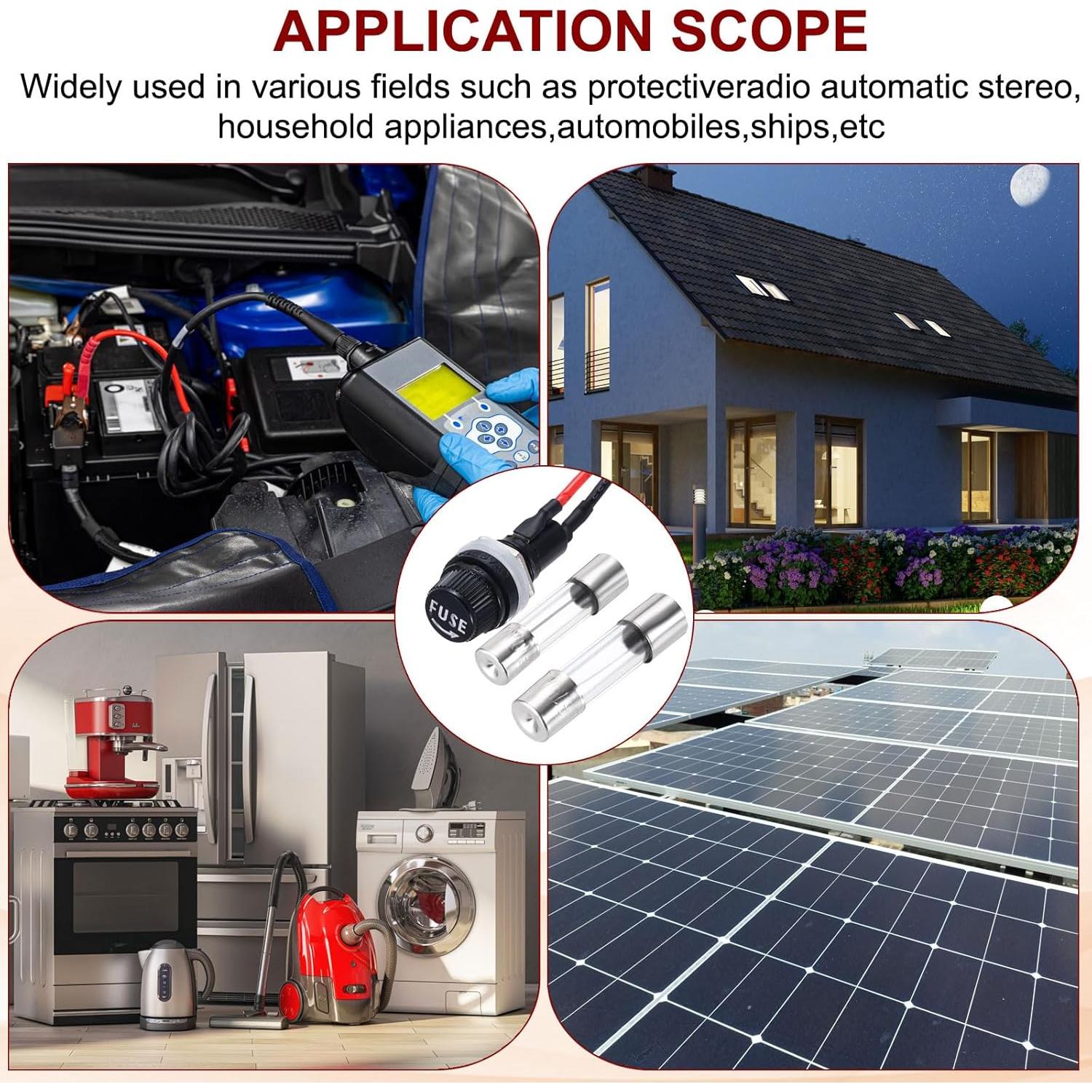 Soporte de Fusible Montaje en Panel MECCANIXITY 5 Pcs 10/15A