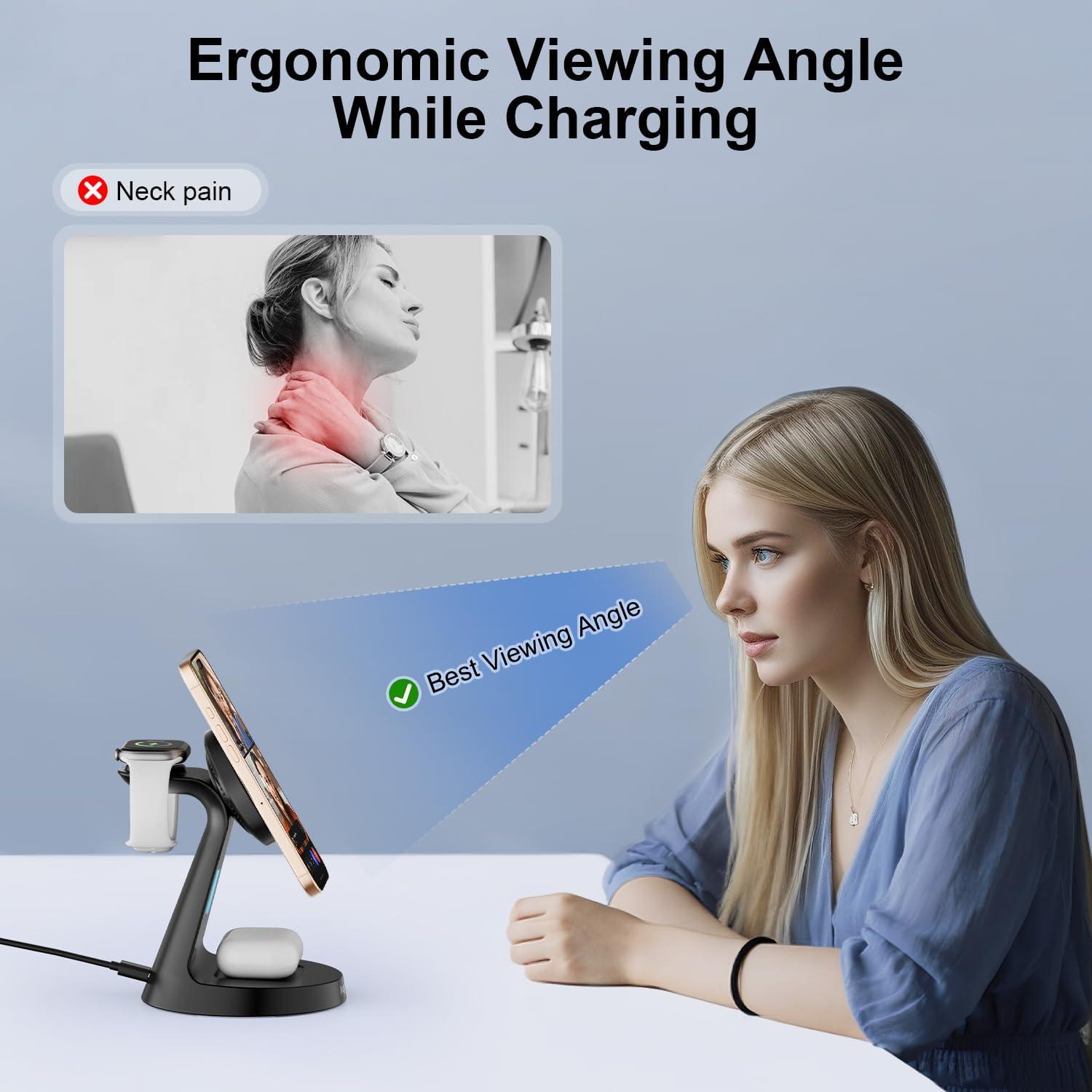 Estación de Carga Inalámbrica 3 en 1 Augnner 15W para iPhone