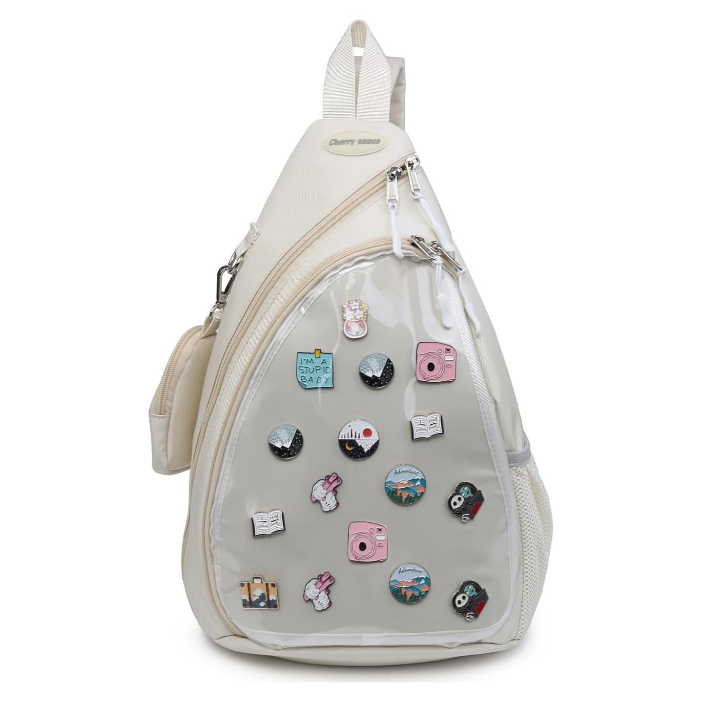 Mochila Kawaii Salsa de Cereza ITA Beige para Pines y Accesorios