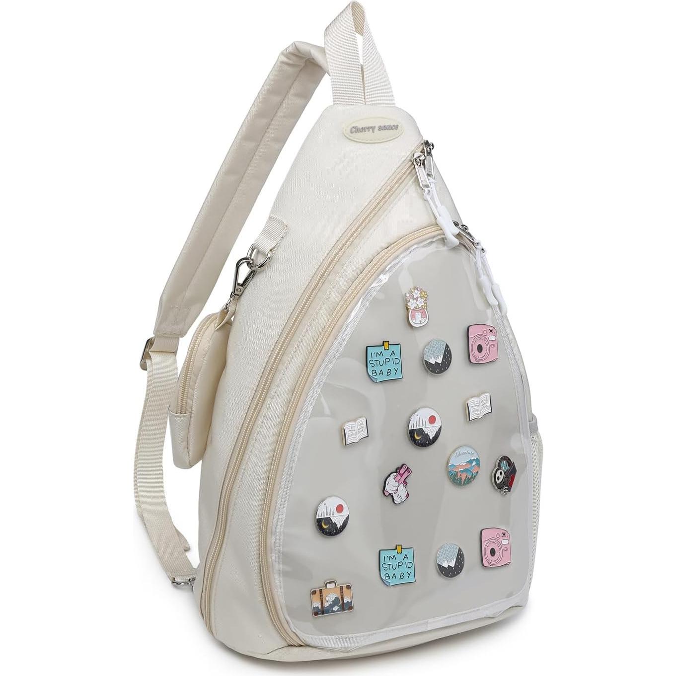 Mochila Kawaii Salsa de Cereza ITA Beige para Pines y Accesorios