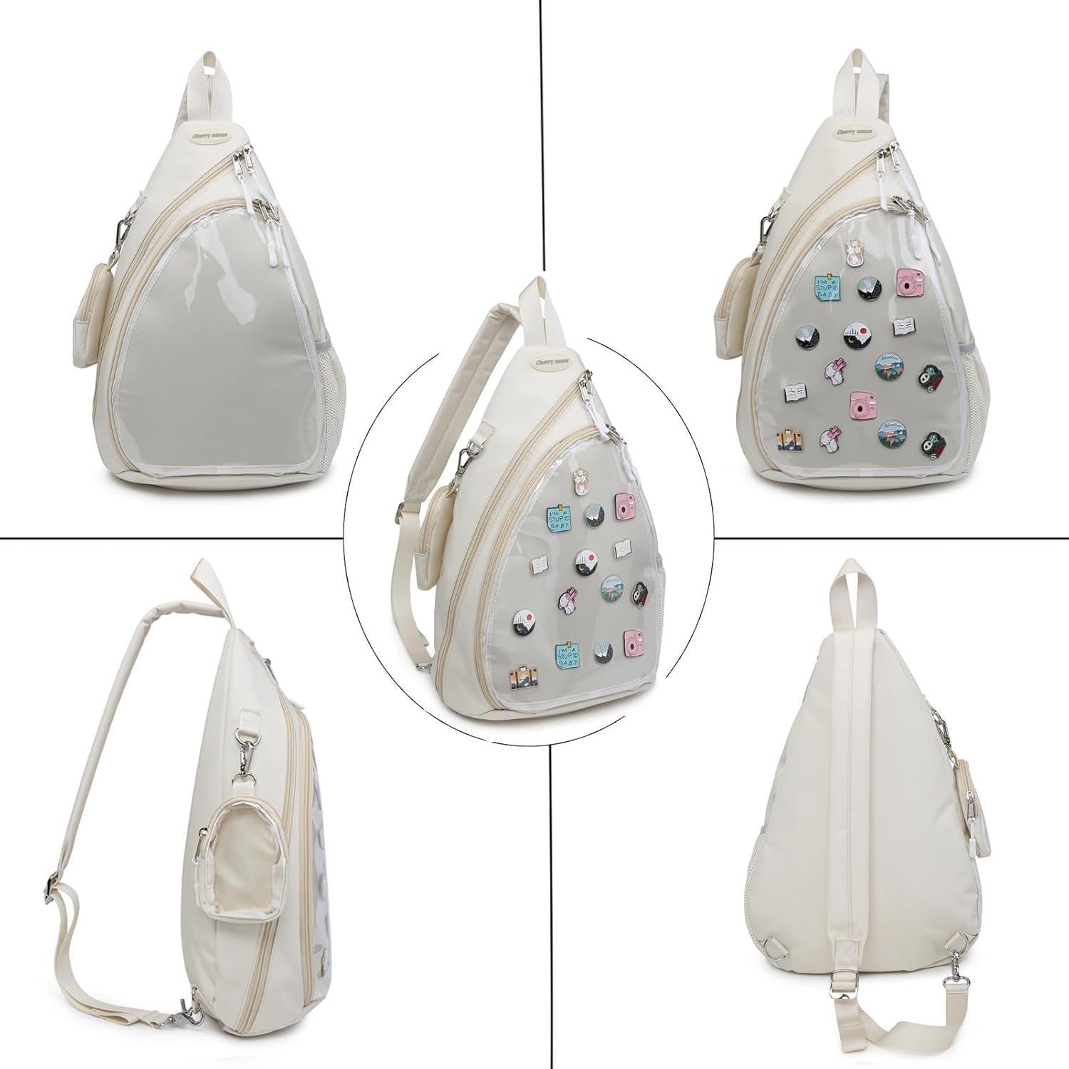 Mochila Kawaii Salsa de Cereza ITA Beige para Pines y Accesorios