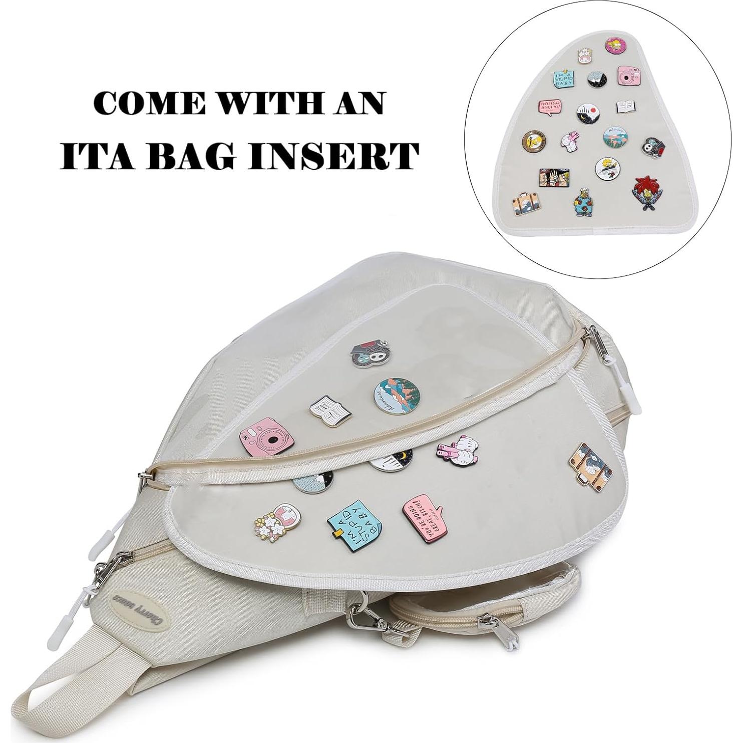 Mochila Kawaii Salsa de Cereza ITA Beige para Pines y Accesorios