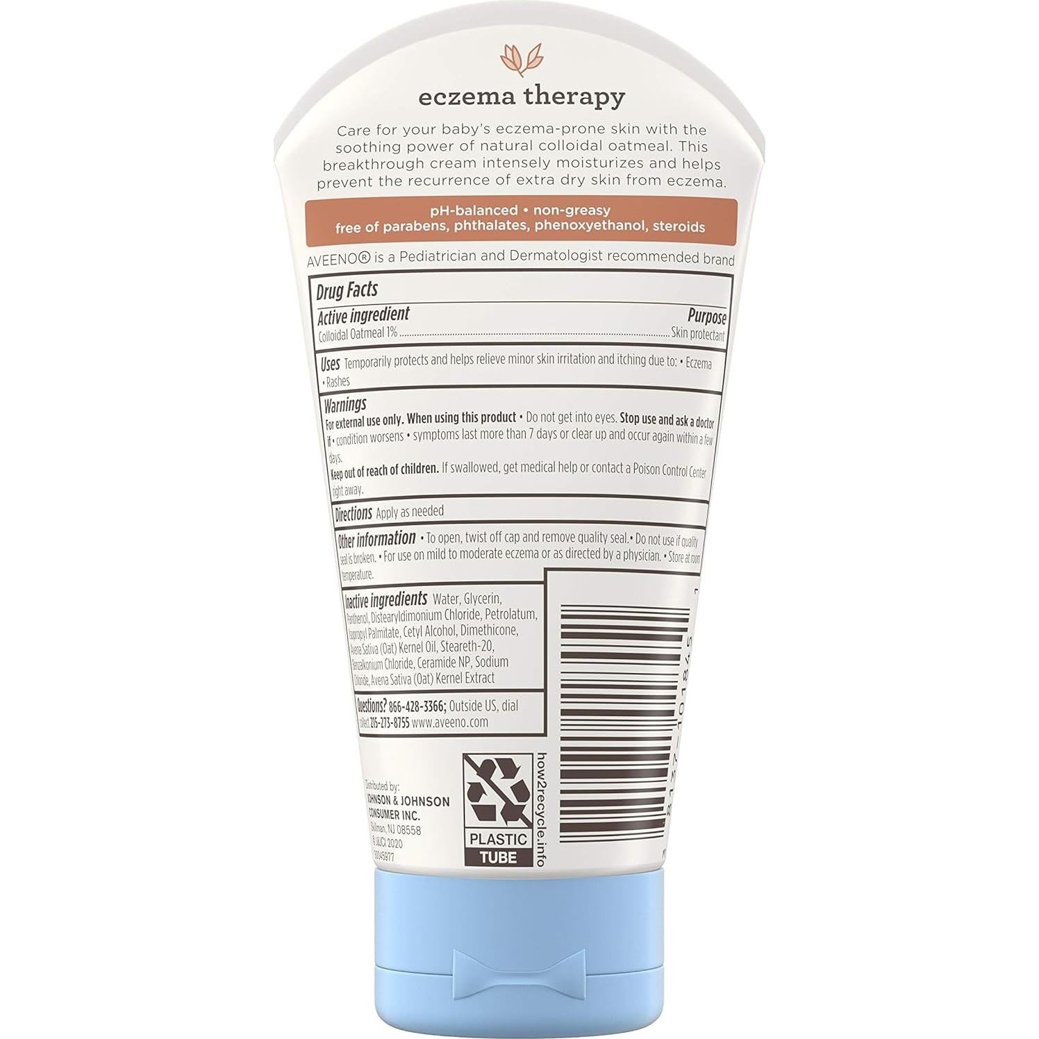 Crema Hidratante para Eccema Aveeno Baby 148 ml - Avena Coloidal