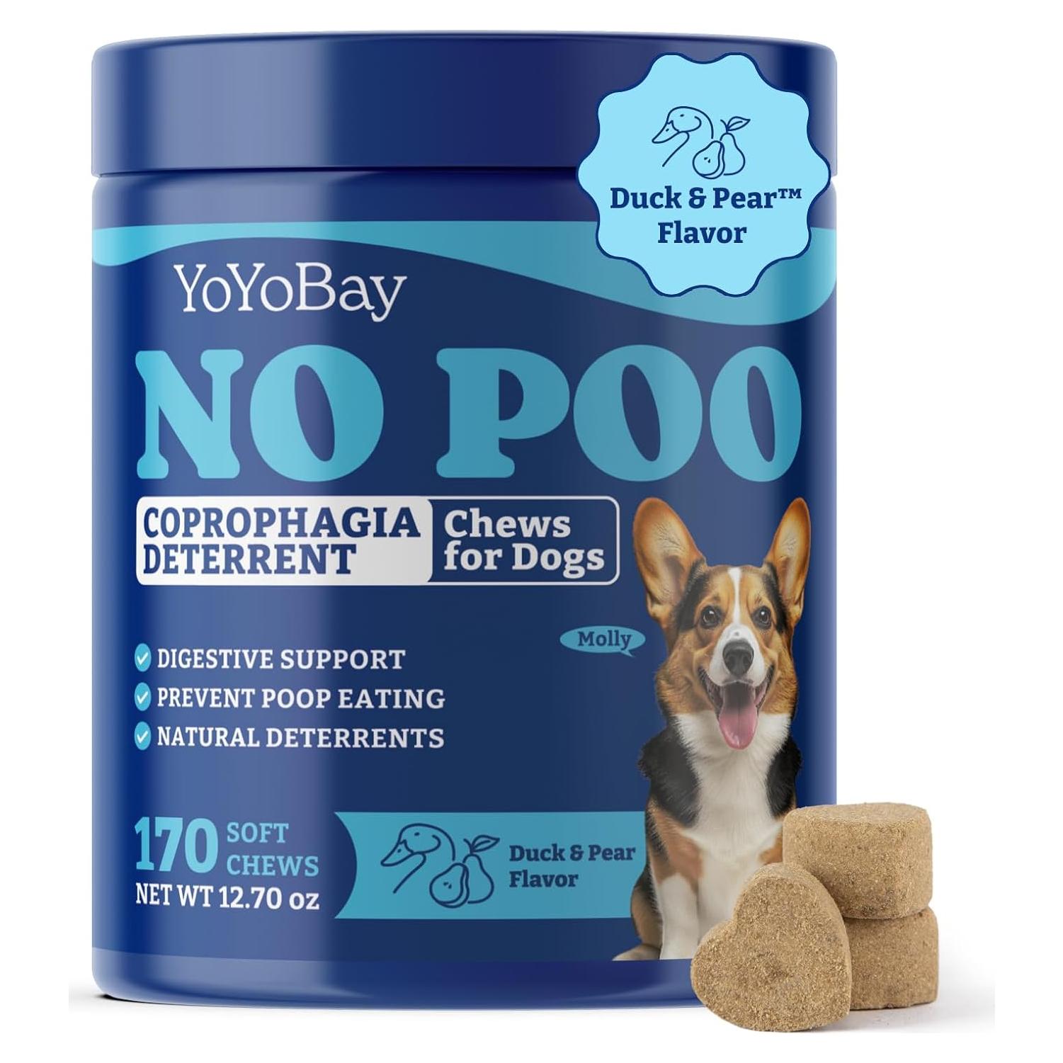 No Poo Chews para Perros YoYoBay 170 piezas Sabor Pato y Pera