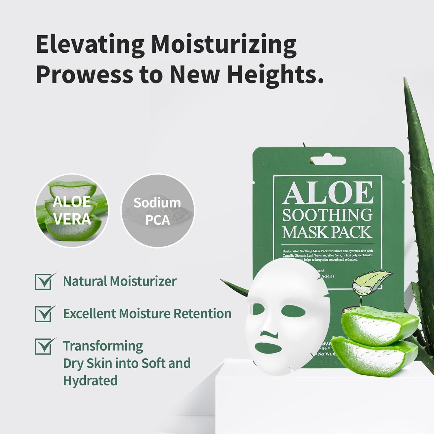 Mascarilla Hidratante de Aloe Benton 10 Paquetes 230g