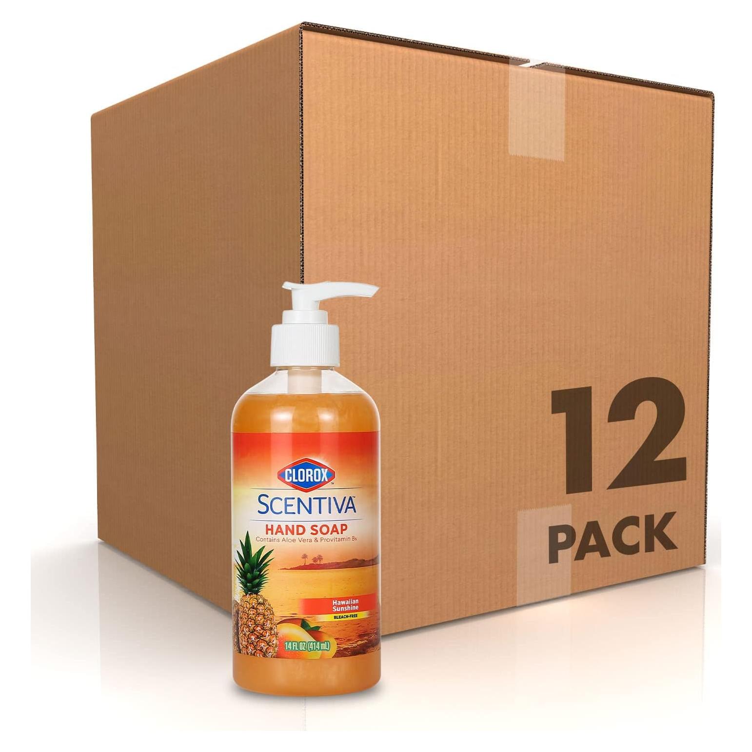 Jabón Líquido para Manos Clorox Scentiva 414ml - Aroma Sol Hawaiano - Paquete de 12