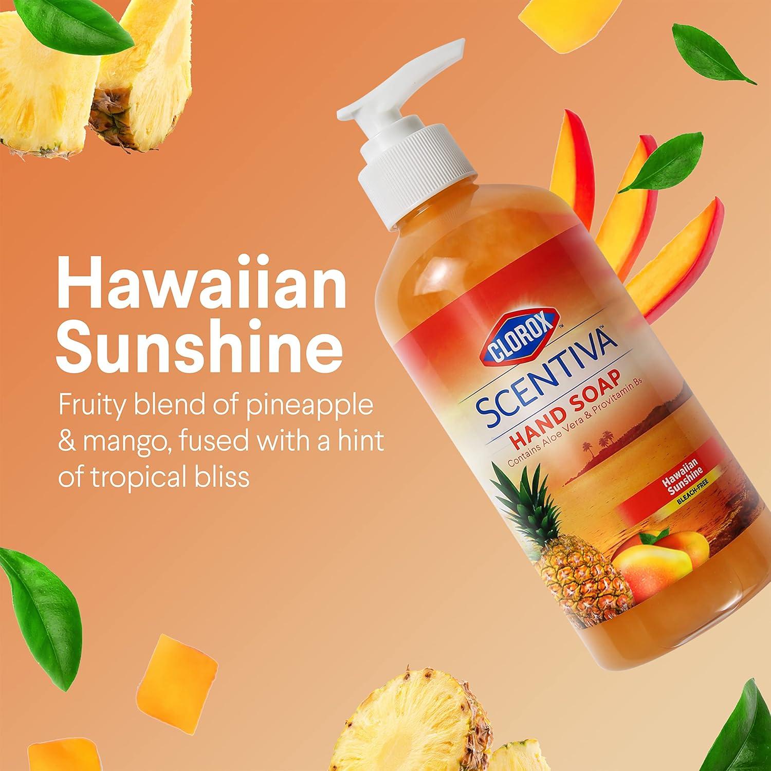 Jabón Líquido para Manos Clorox Scentiva 414ml - Aroma Sol Hawaiano - Paquete de 12