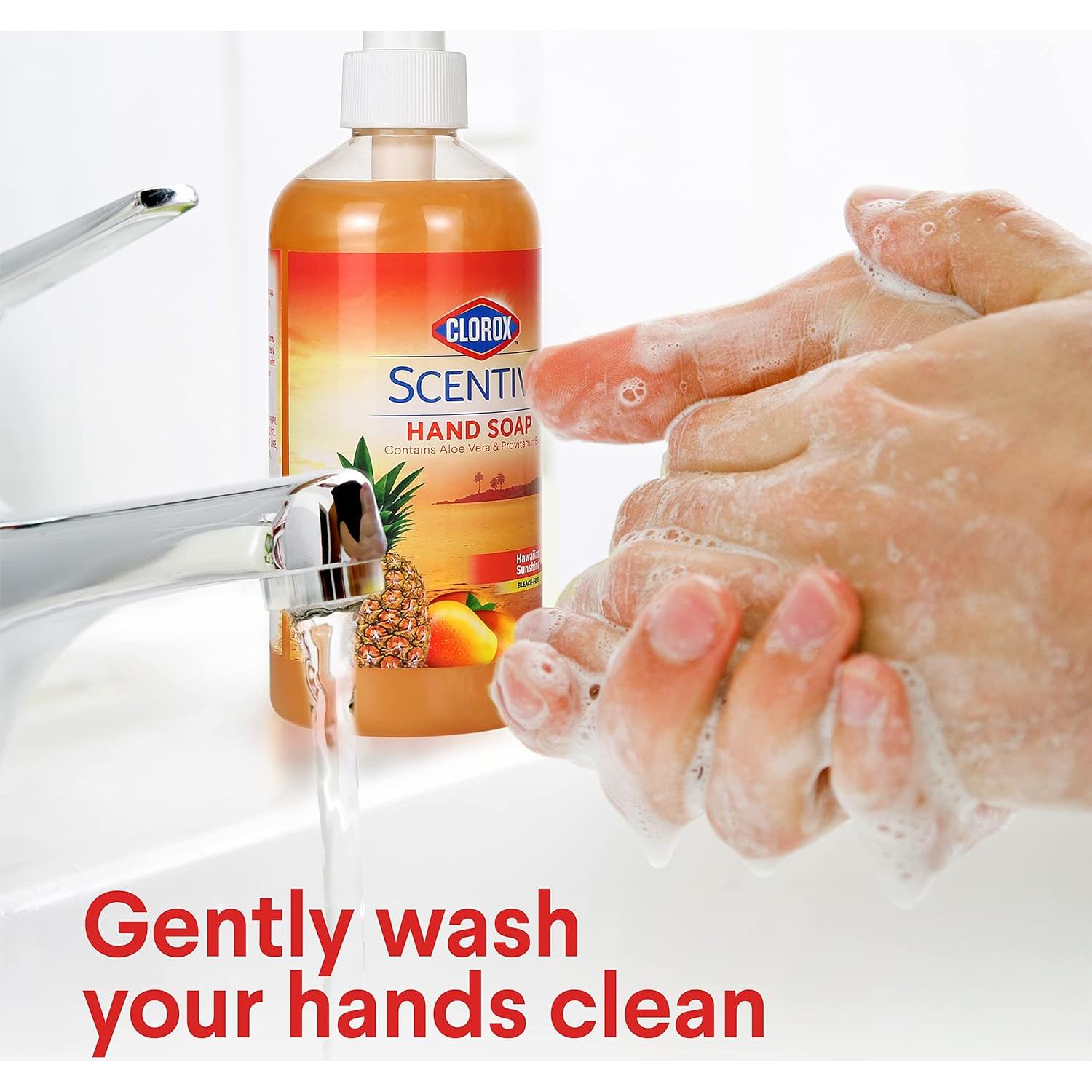 Jabón Líquido para Manos Clorox Scentiva 414ml - Aroma Sol Hawaiano - Paquete de 12