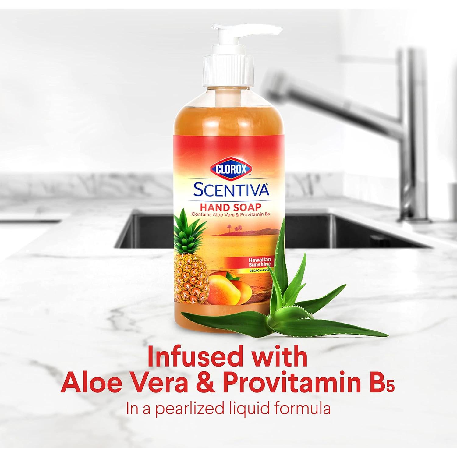 Jabón Líquido para Manos Clorox Scentiva 414ml - Aroma Sol Hawaiano - Paquete de 12