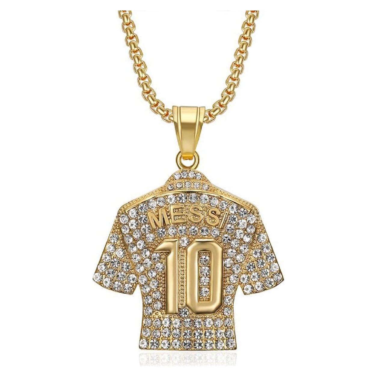 Collar de Camiseta de Fútbol Número 10 para Hombres - Acero de Titanio