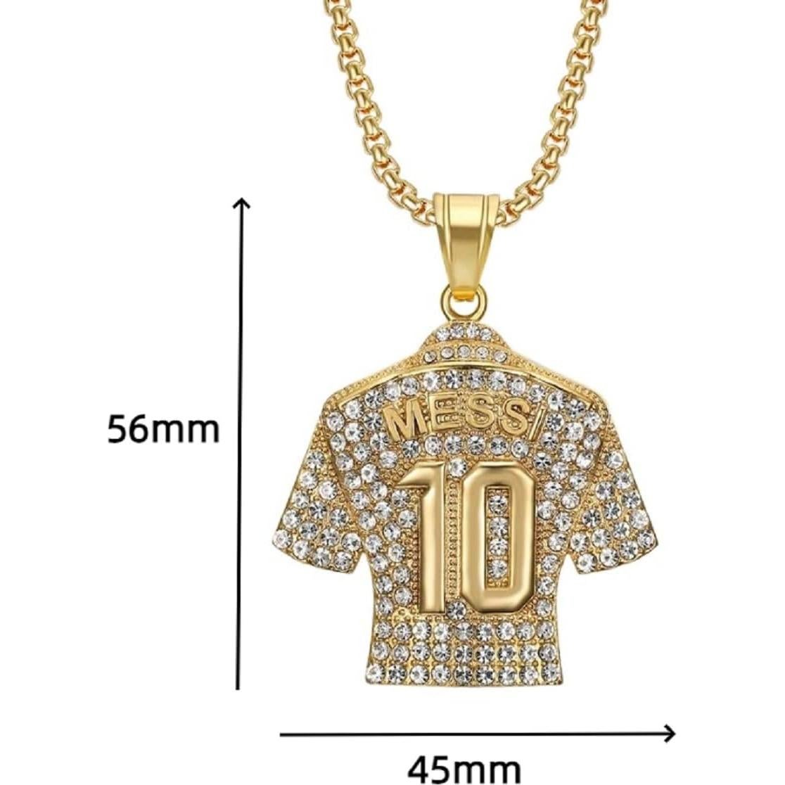 Collar de Camiseta de Fútbol Número 10 para Hombres - Acero de Titanio