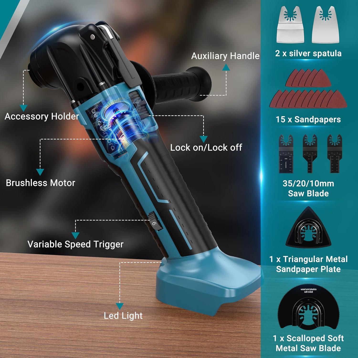 Herramienta Oscilante Inalámbrica BellaDimora 18V 6 Velocidades