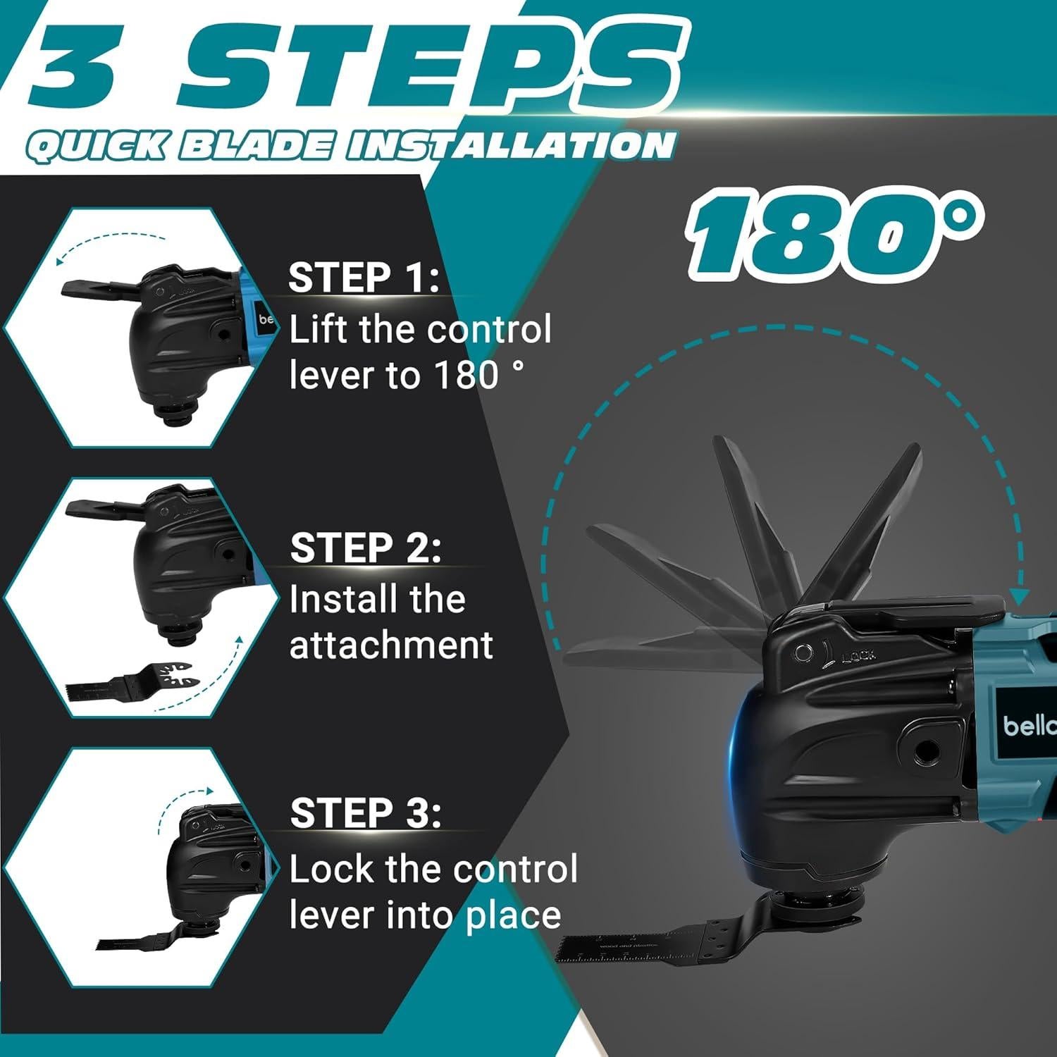 Herramienta Oscilante Inalámbrica BellaDimora 18V 6 Velocidades